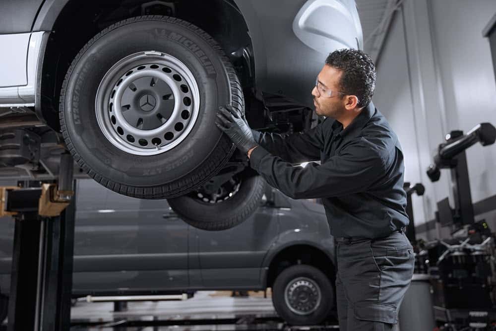 Sprinter tires mounted and balanced at Mercedes-Benz Vans of Laguna Niguel