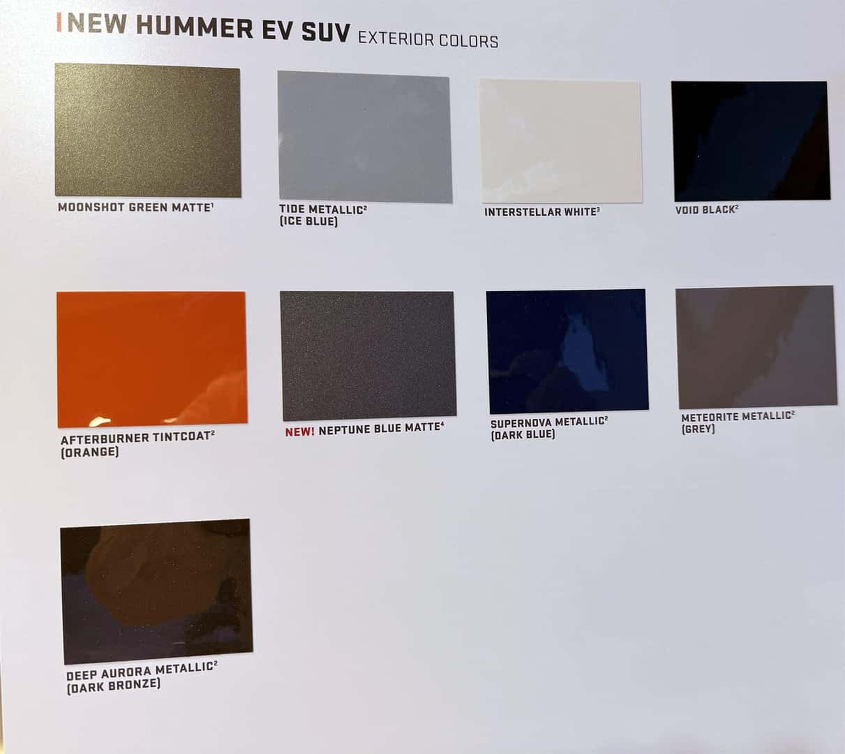 Electric hummer colors discount