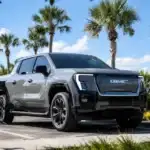 Electric truck charging in sunny paradise