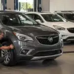 Car inspection in a modern showroom