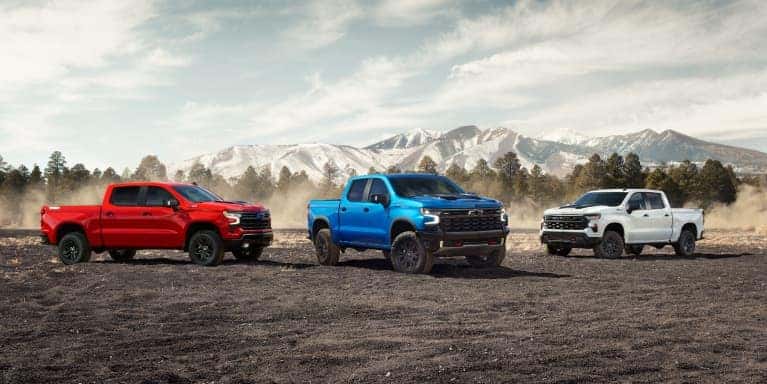 An aerial view of chevrolet colorado & ford ranger at the mountains in St. George, UT