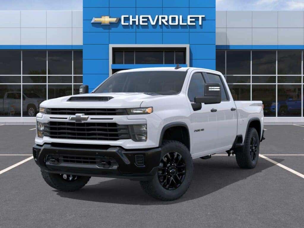 new silverado 2500 hd standing outside showroom