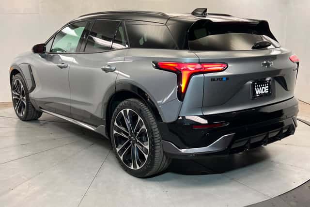 A back view of a 2026 Chevrolet Blazer parked at a showroom in St. George, UT