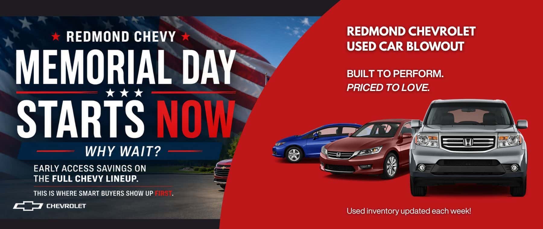 Memorial Day Starts Now - Used car holiday event