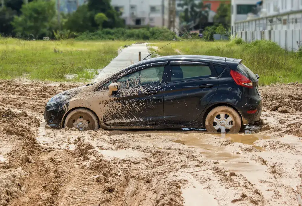 Volkswagen car in mud