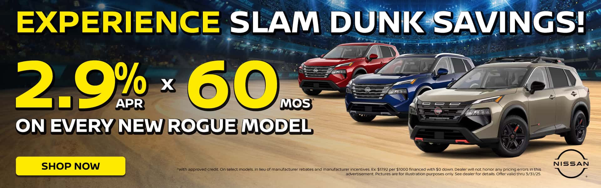 2.9% x 60 MOS on every new Rogue model