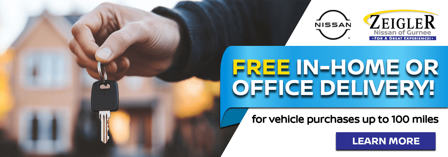 Free in-home or office delivery for vehicle purchases up to 100 miles